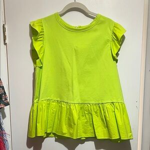 Bright Lime Green women’s Ruffle Top